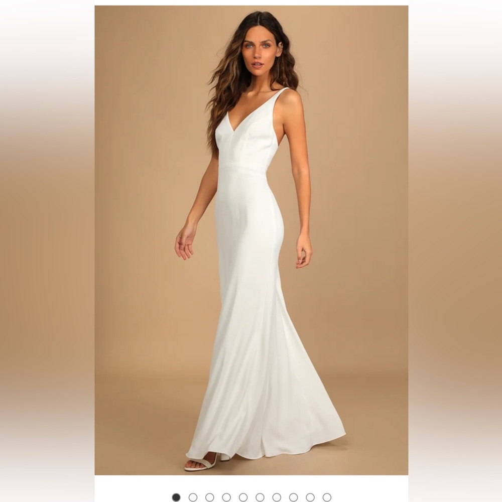 LuLu’s Love and Happiness White Button Back Mermaid Maxi Dress Size Large